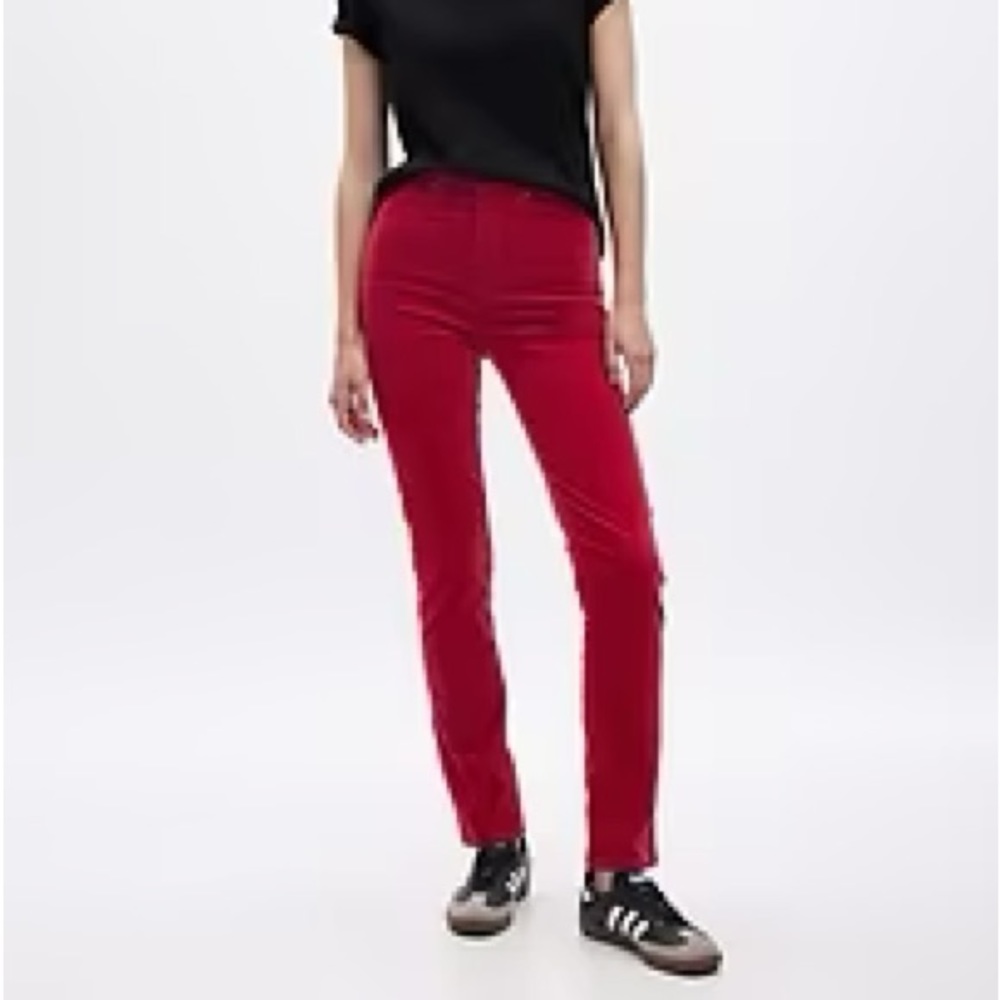 Gap true skinny super high rise red velvet pants